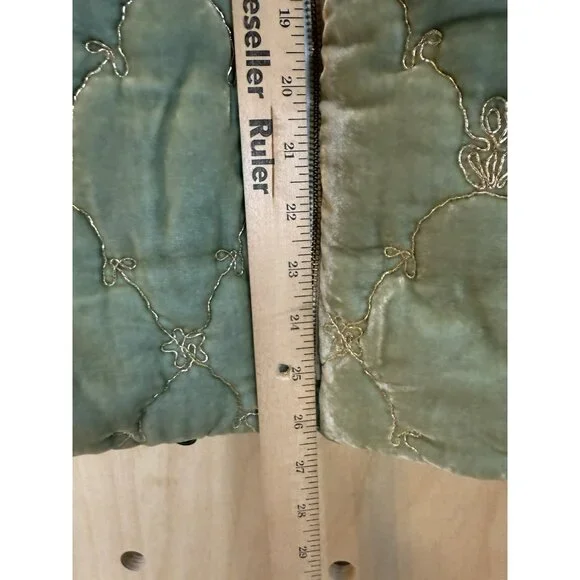 EUC Johnny Was Zaelia Lux Quilted Velvet Puffer Mint Green Coat Gold Trim XS/S - Picture 11 of 16